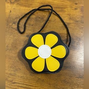 Yellow and black flower cross body bag purse